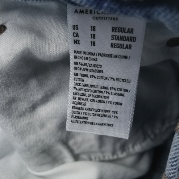 American Eagle Jeans Womens 18 Blue Highest Rise Baggy Straight Distressed - Picture 5 of 10